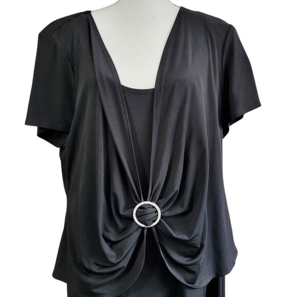 S. L. Fashions Black Buckle-Ruched Dress - NWOT - Women's Plus Size 22 W - Picture 2 of 8